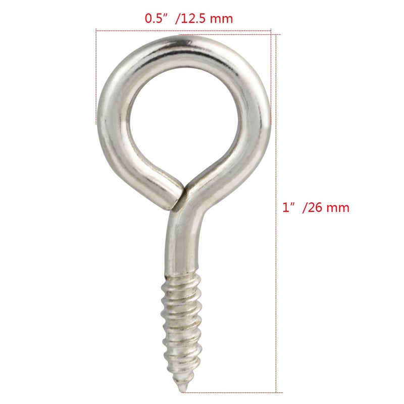 Wobe 100pcs Small Screw Eye Shape Hanging Screw Hooks 1" Lag Thread Self-Tapping Eyebolt Ring Zinc Plated Indoor and Outdoor - Image 2